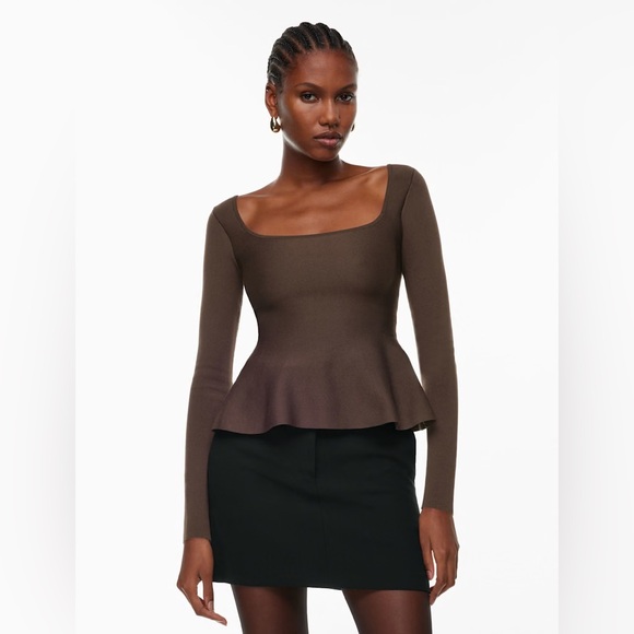 Aritzia Sweaters - ARITZIA White Sculpt Knit Peplum Sweater
